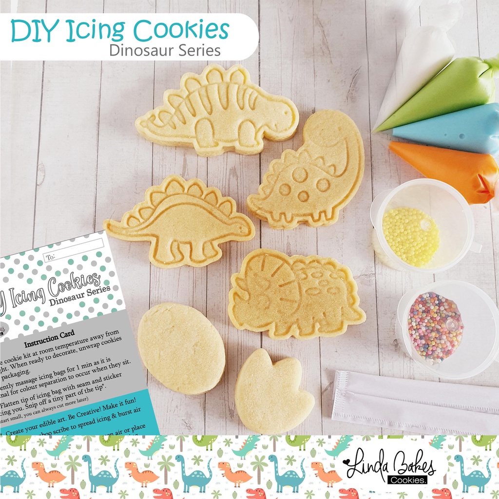

DIY Icing Cookies/ Decorating/ Kukis Hias/ Kue Kering/ Souvenir - Dinosaur Series A