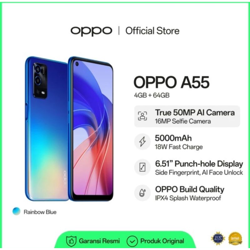 HP OPPO A55 4/64 GB - OPO A 55 RAM 4 GB ROM 64 GB GARANSI RESMI