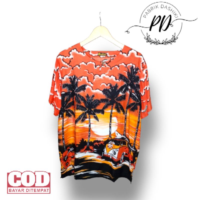 Baju pantai bali motif pantai mobil/ baju pria wanita/ baju santai/ baju kaos pantai bali