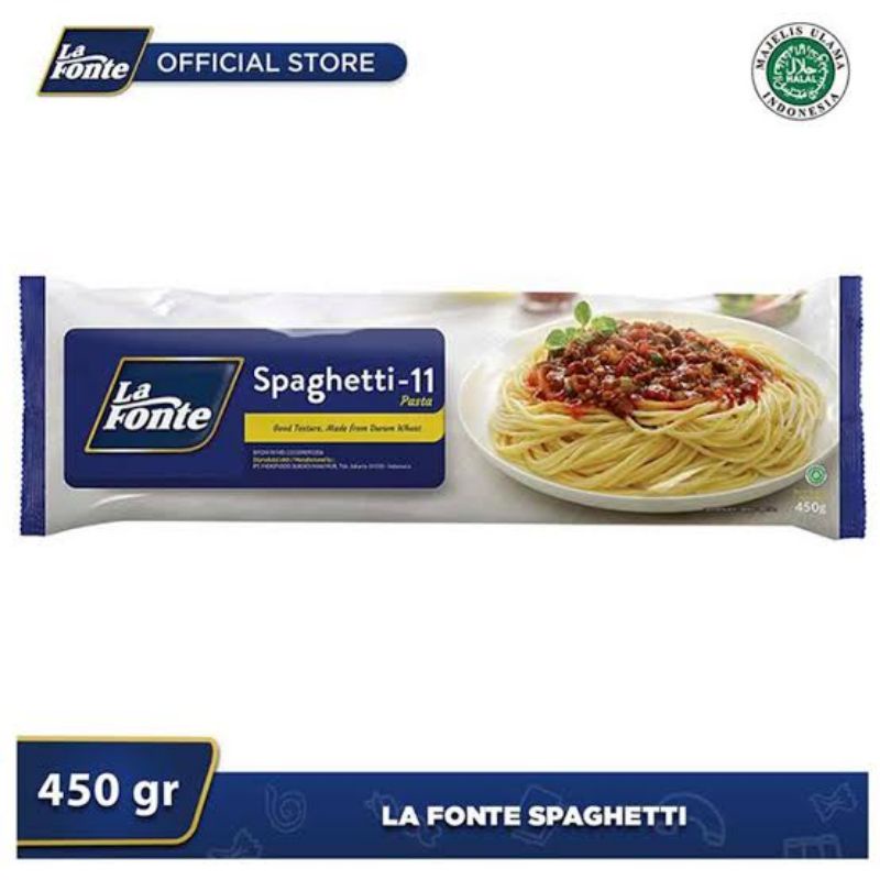 

LA FONTE LAFONTE SPAGHETTI SPAGETI SPAGHETI 11 SPAGHETTI11 PASTA INSTANT INSTAN SIAP SAJI MASAK READY TO COOK AL DENTE ITALIAN FOOD CUISINE ORIGINAL ASLI RESTAURANT CAFE RESTORAN HALAL MIE MI NOODLE DURUM GANDUM SEMOLINA WHEAT BOLOGNESE CARBONARA PESTO