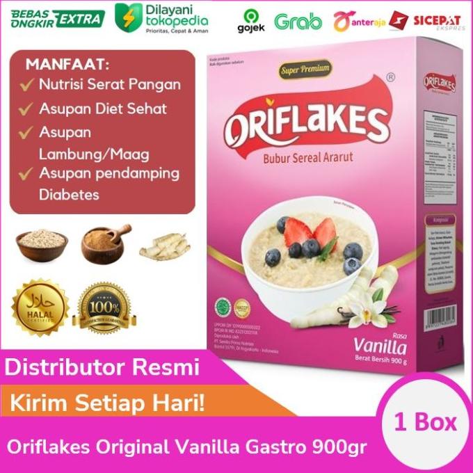 

Produk Unggulan] Oriflakes Gastro Vanilla 900 gr Sereal Umbi Garut Gerd Asam Lambung