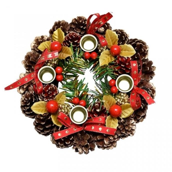 Hiasan Krans Lingkaran Adven 4 Lilin Diameter 20cm