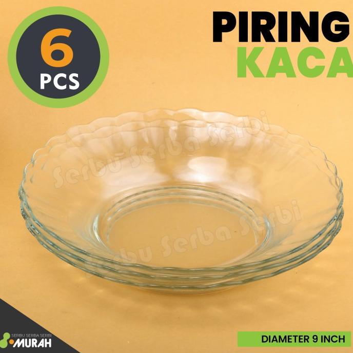 favorit] SET 6 PCS - PIRING KACA BBC - Piring Cantik - Piring Kaca TERLARIS