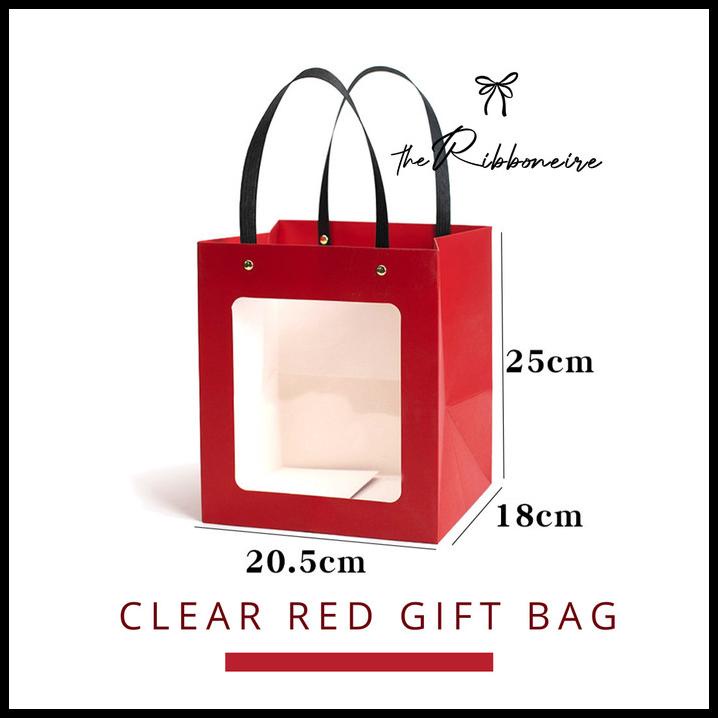 

DISKON RED GIFT BAG/ CLEAR GIFT BAG/ XMAS BAG/ CNY BAG/TAS HAMPERS 20.5X18X25 !!!!!!!