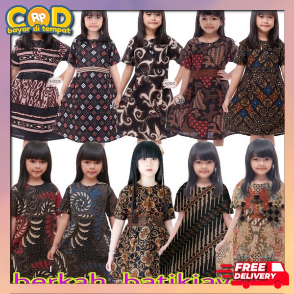 Dress Batik Drese Baju Batek High Quality Gsun Fashion Anak Umur 2 Sampai 11 Tahun Ghaun Drass Kids 