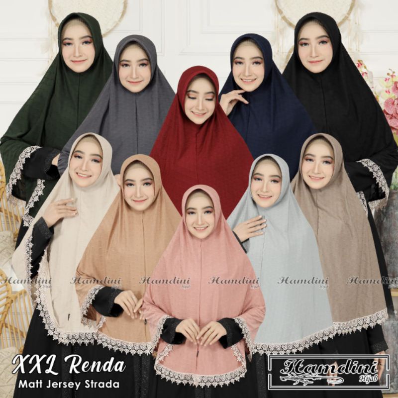STYLISH HIJAB DAILY Jilbab Khimar Instan Syari Hanum XXL Renda Ori Hamdini