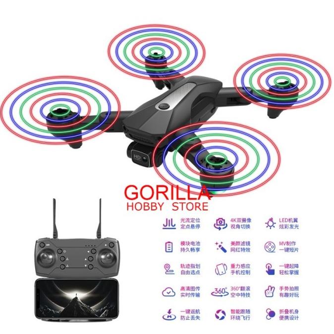 Rc Drone Ky608 Led Propeller Camera Wifi 4K Optical Flow Altitude Hold