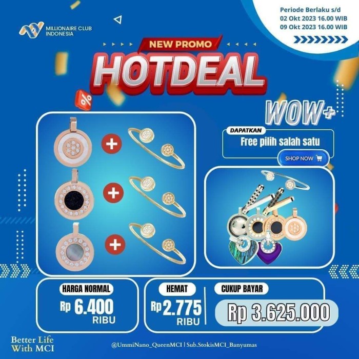 Paket Gelang dan Kalung Kesehatan MCI Rose Gold Anti Radiasi Erin MI