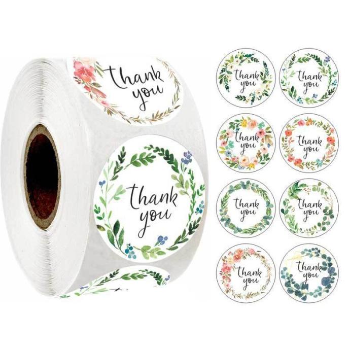 

Sticker Thank you label 2.5cm / tempelan serba guna roll 500pcs Bulat