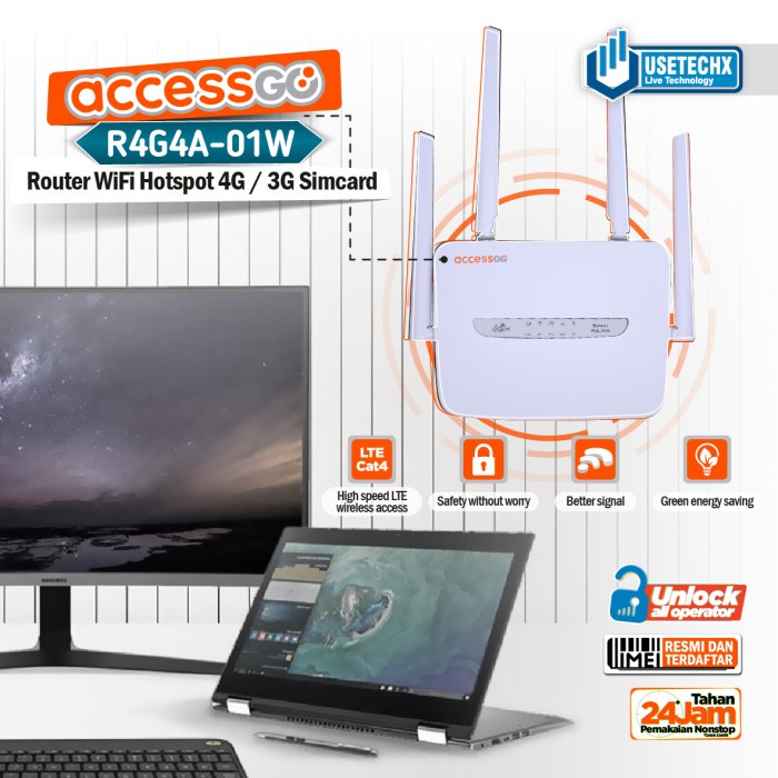 Router Wifi Simcard 4G/LTE Accessgo R4G4A - 01W 4 Antena All Operator