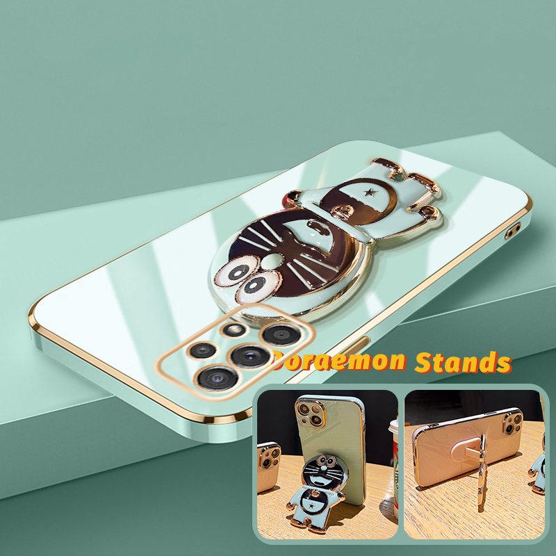 Casing Ponsel untuk Samsung A52 5G A52s 5G A51 M40s M51 Case HP pola Doraemon tepi mewah Plating Kes