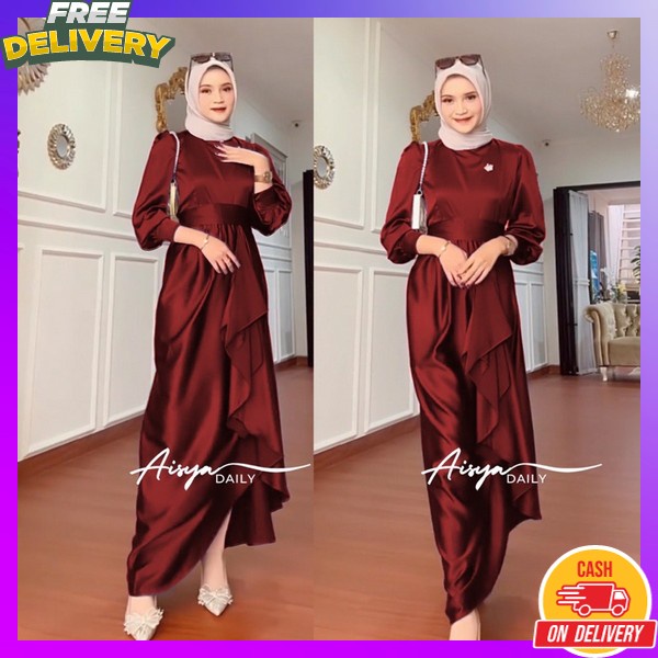 Terbaru 2024 Pesta Drees Nikahan Syari Bju Gnis Cewe Premium Gamis Mewah Korean Style Paling Murah D