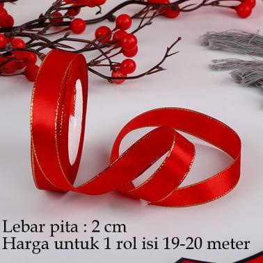 

ern Pita Merah 2cm / Pita Kado Natal Imlek Hamper