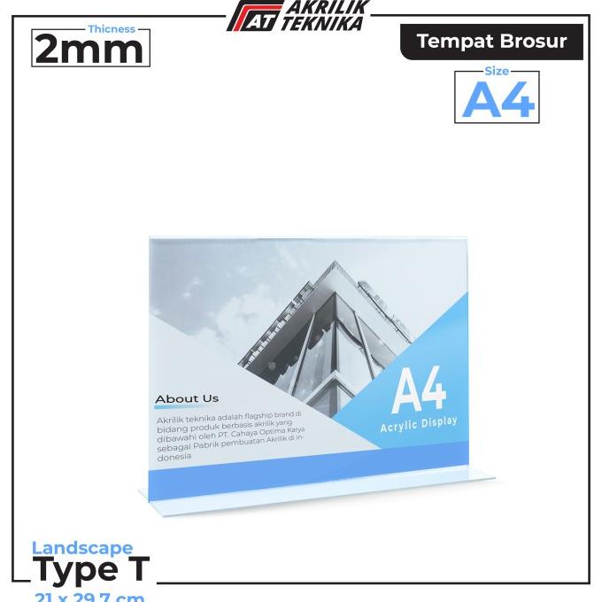 

mit Tempat Brosur / Tent Holder Akrilik Display Landscape A4 2 Sisi