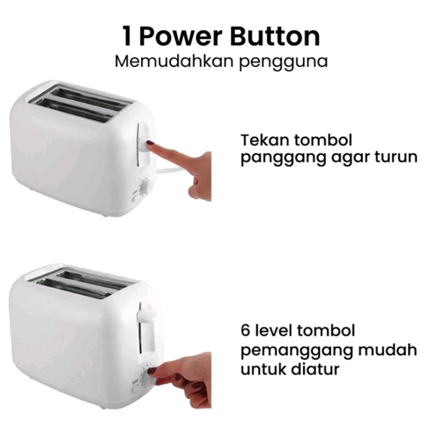 QG Alat pemanggang roti 2 slice bread toaster automatic pop up electric