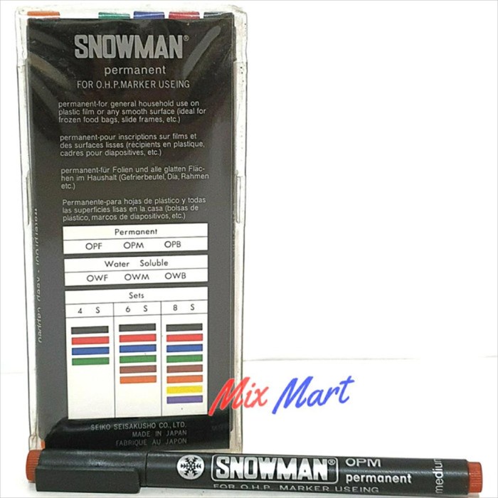 

SALE OHP Pen Snowman OPM 6S medium isi 6 warna per set Termurah