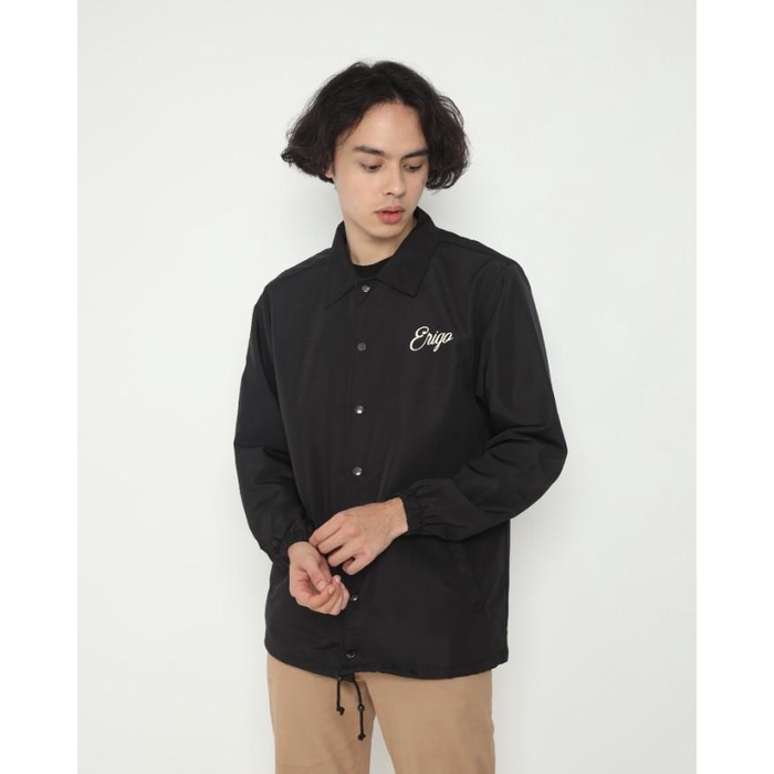 TERLARIS - OUTERWEAR UNISEX ERIGO COACH JACKET KURO WASHI TASLAN BLACK