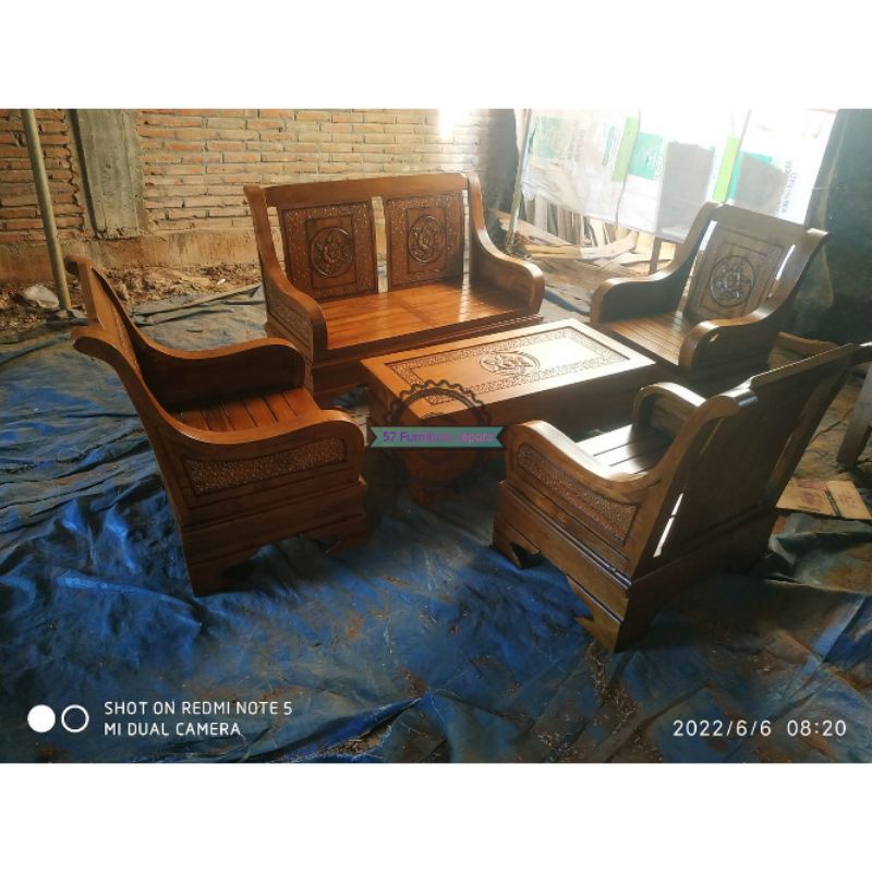 Kursi Ruang Tamu Bahan Kayu Jati - Kursi Tamu 2111 Kayu Jati Mebel Jepara