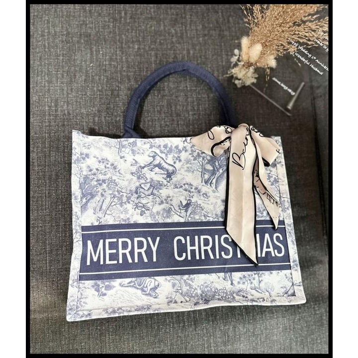 

TERMURAH SHOPPING BAG /TAS KAIN RECYCLE BAG/ TAS CHRISTMAS D**OR NAVY