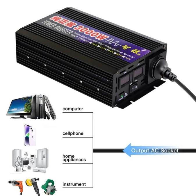 Power Inverter Pure Sine Wave 2000 watt DC 12V to AC 220V PSW SUNYIMA Kode Yp 1076