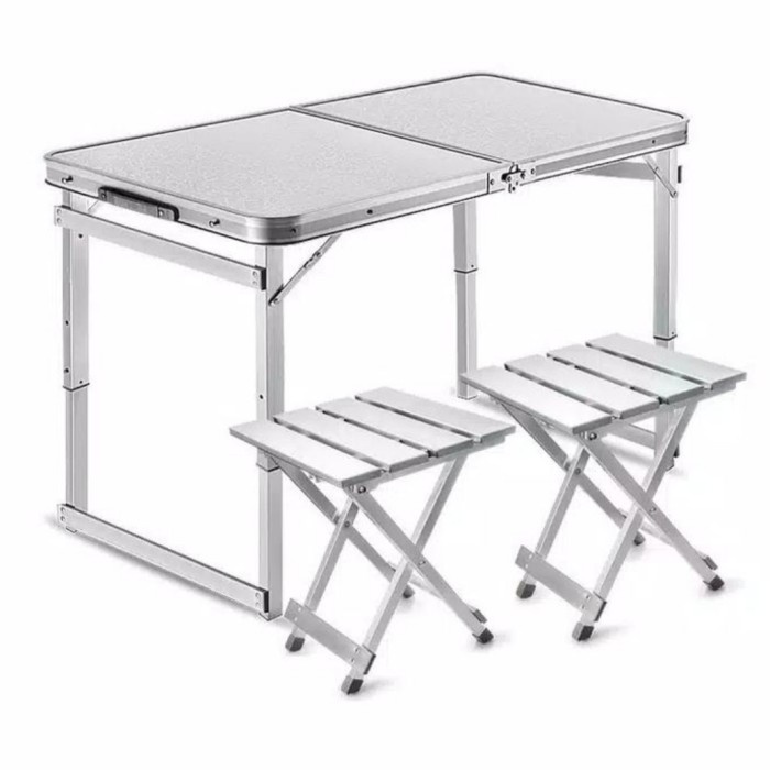 Meja Koper Meja Lipat Serbaguna Meja Pameran + 2 Kursi