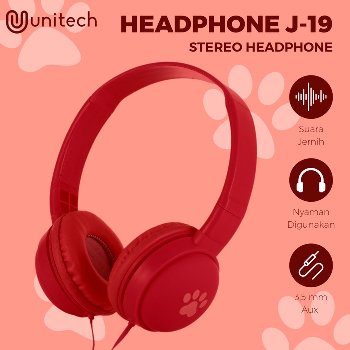 Headphone Headset Kabel Anak Unitech J19 + Microphone Extra Bass Audio Ready