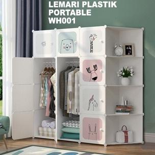 BISA COD Lemari Pakaian Plastik 12 Pintu JUMBO AWET Portable Serbaguna Motif Kartun Anak-Anak [Lemar