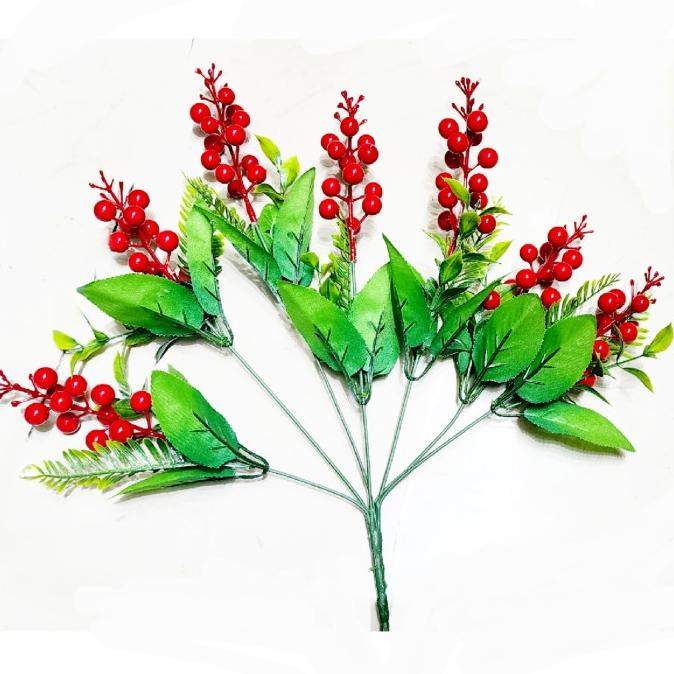 

{ Alee_Ale } Bunga Rangkai Cherry Cabang 7 Dekorasi Natal Articial Flower Daun Ceri Pengiriman Cepat