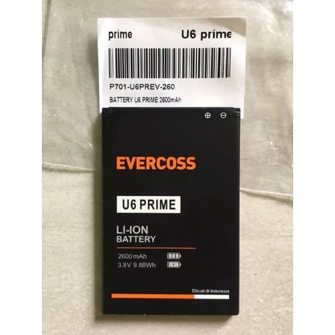 U6 XTREAM EVERCOSS 1 PRIME BATERAI BATRE ORI