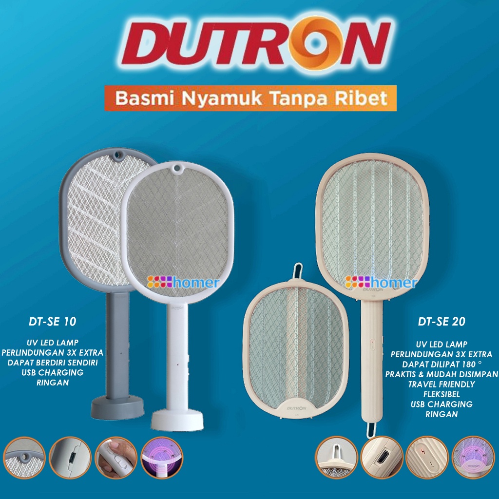 Dutron Raket Nyamuk Usb Uv Charger Cas Ulang Standing Berdiri Usb Uv Perangkap Nyamuk Raket Nyamuk