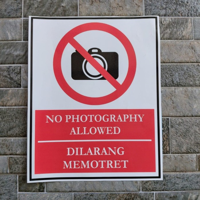 

Terlaris - Stiker Vinyl Dilarang Memotret No Photo Allowed Safety Sign K3 Info