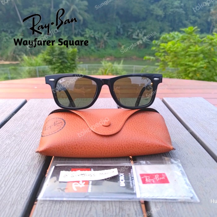 [Baru] Kacamata Rayban Wayfarer Square 2151 Black Glossy Sunglasses Terbaru