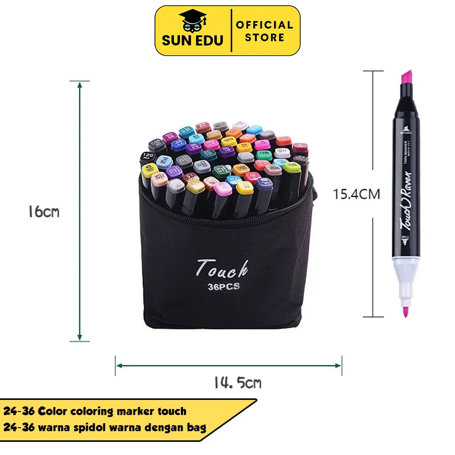 

24/36 Color Colng Marker Touch/ 24/36 Warna Spidol Warna Dengan Bag/ Market Set Dual Head