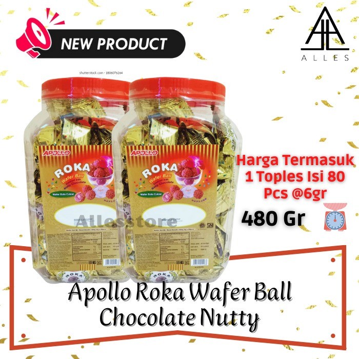 

Apollo Roka Wafer Ball / Biskuit Roka/ Roka Toples Isi 80 - 480 Gram