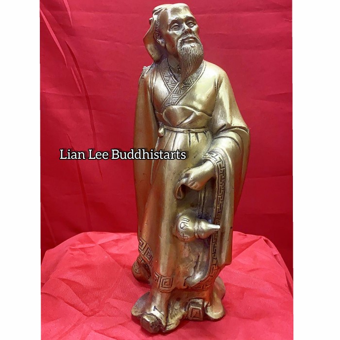 patung dewa obat hua tuo logam kuningan 23 cm