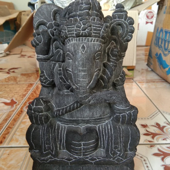MINIATUR PATUNG GANESHA BESAR TINGGI 22 CM BAHAN BATU - PAJANGAN