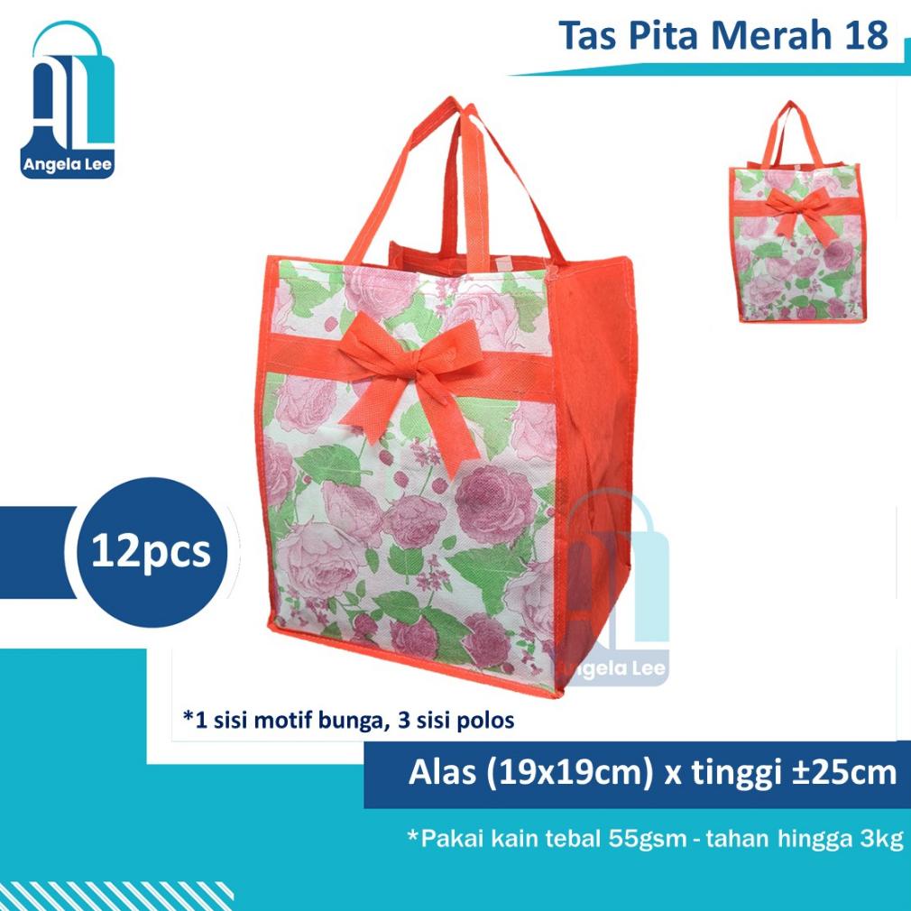 

Baru - 12bh Tas kain pita untuk dus / box makanan goodie bag acara hajatan syukuran uk 18 ..