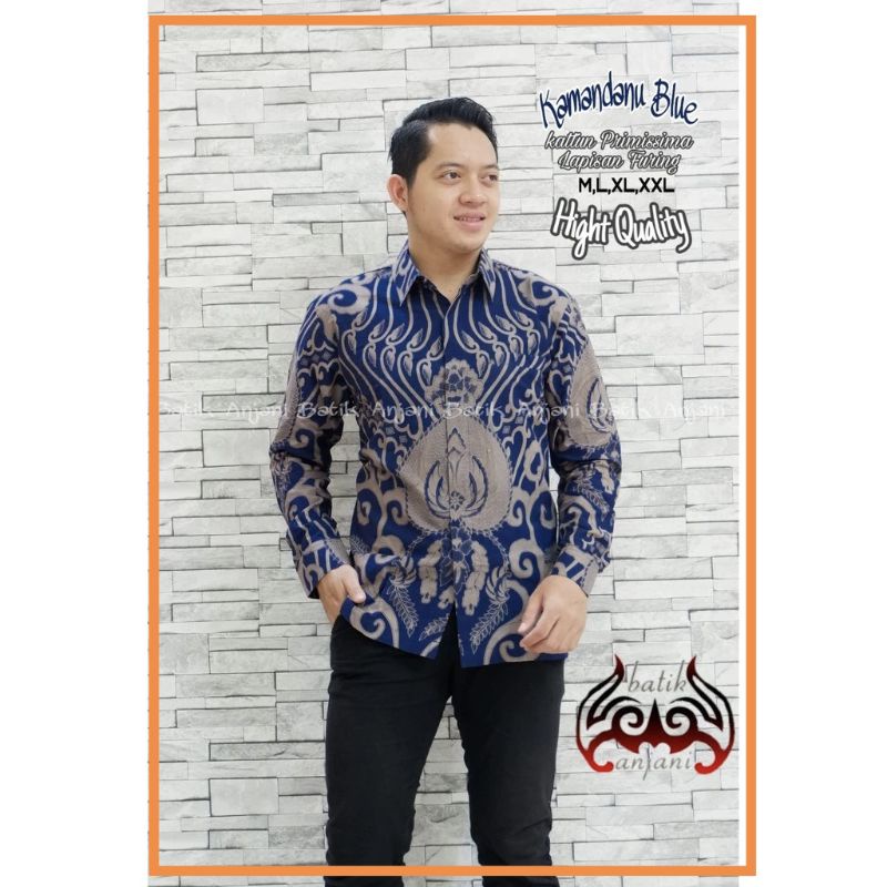 PROMO Kemeja Batik pria furing biru dongker navy Batik pria LENGAN PANJANG PENDEK reguler fit Origin