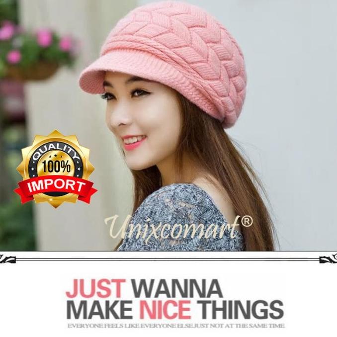 Topi Baret Rajut Dewasa Knitted Hat Casual Korea Fashion Beret Newsboy