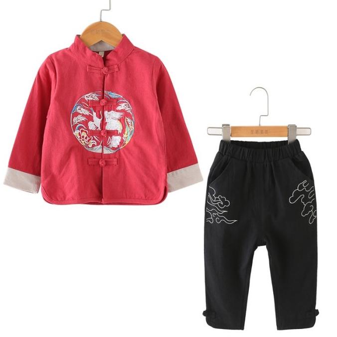 Baju Imlek Cheongsam Qipao Samfu Boy Anak Laki Phoenix Red M32115-A