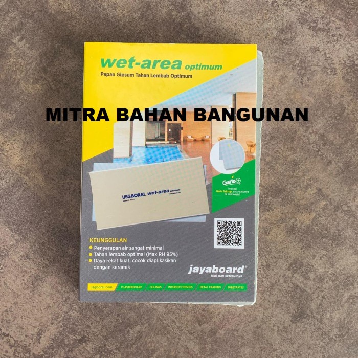 Ready Gypsum Wet Area jayaboard 13mm x 1200 x 2400 mm - Gypsum tahan air WR