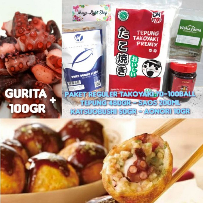 

Terlaris!! Paket lengkap bahan takoyaki + gurita 100gr okonomiyaki Halal