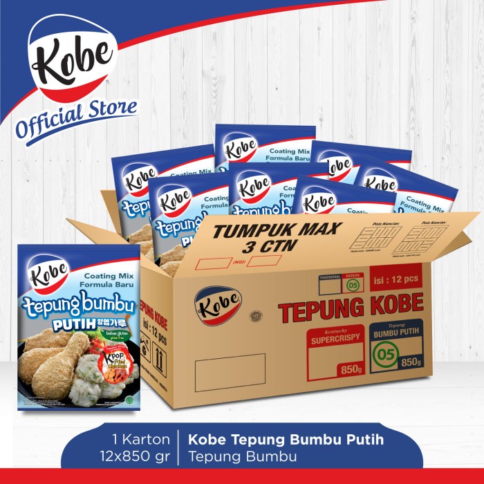 

Disc!! Kobe Tepung Bumbu Putih 850gr 1 Karton Isi 12pcs