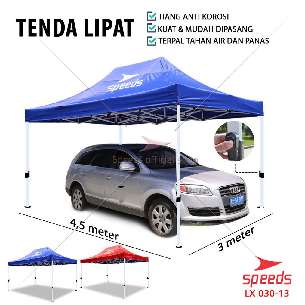 SPEEDS Tenda Lipat 3 x 4,5 M Tenda Bazzar Rangka Putih Tenda Pameran Tenda Jualan Otomatis 030-13