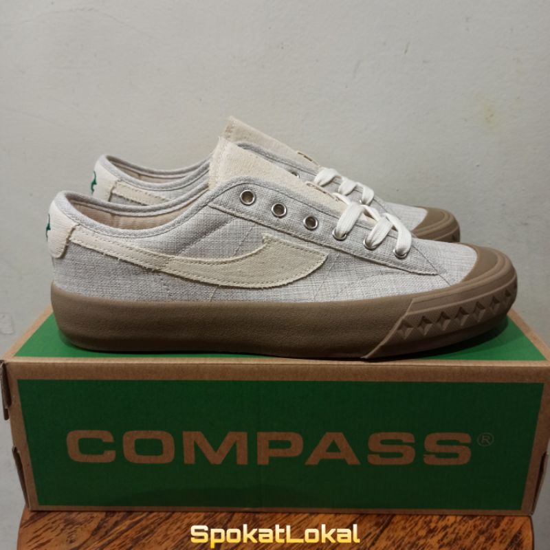 Sepatu Compass Retrograde Linen Low Sand White Size 36 - 45 Original BNIB Fullset