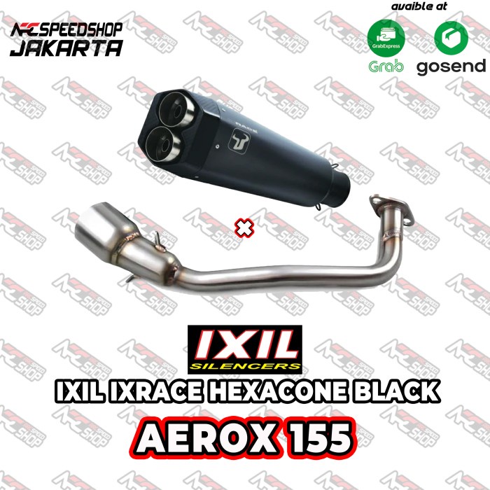 [Original] Knalpot Ixil Ixrace Hexacone Black Aerox 155 Fullsystem Original Spain Berkualitas