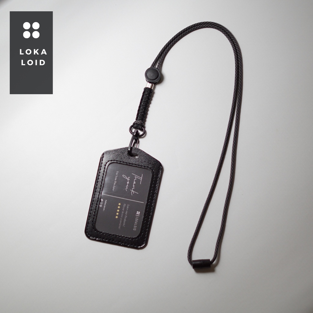 

KKO LANYARD ID CARD HOLDER TALI GANTUNGAN NAMETAG KULIT MOTIF PARACORD ABU STRIP PREMIUM DESIGN BY