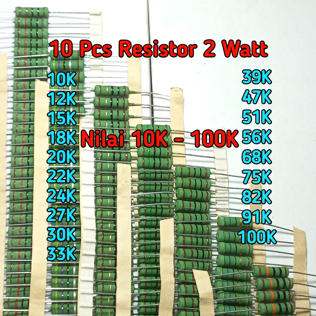 Resistor Original ori Japan 2 Watt 10K 12K 15K 18K 20K 22K 24K 27K 30K 33K 39K 47K 51K 56K 68K 75K 8