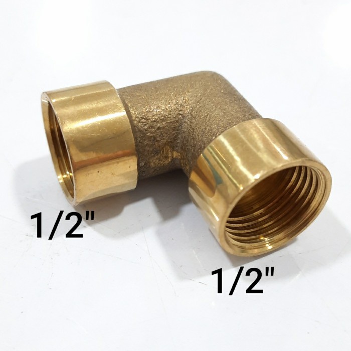Knee drat dalam 1/2" (inch) Kuningan / Kenie drat dalam