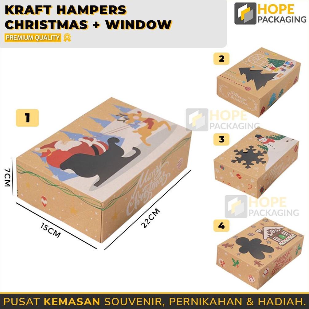 

Promo Akhir Tahun Kraft Hampers Box Christmas + Window Gift Box Natal Souvenir Cookies Hadiah Parsel Natal Termurah